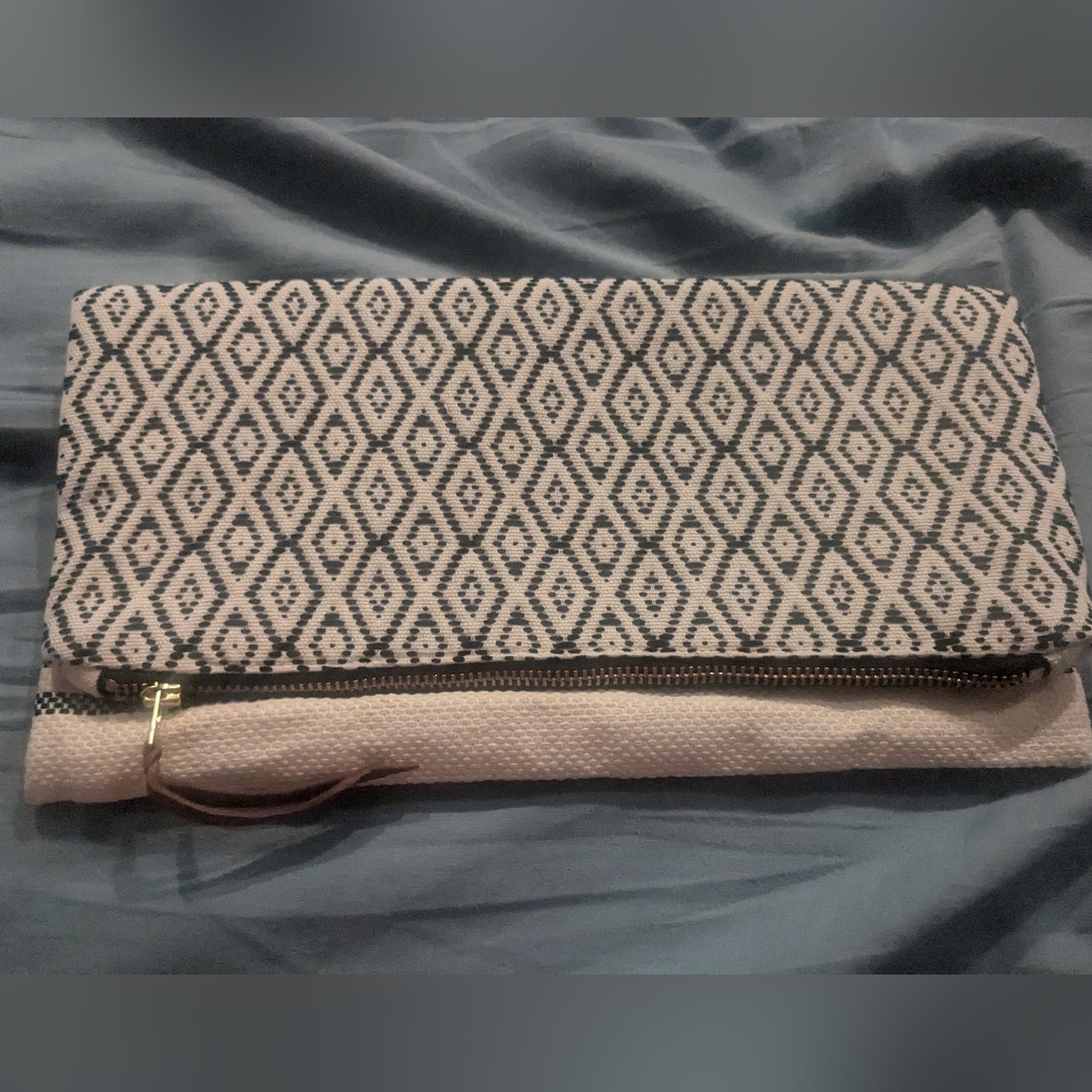 NEW Tribe Alive Clutch Printed Pouch Foldover Bag Black Nude Atitlán Brocade